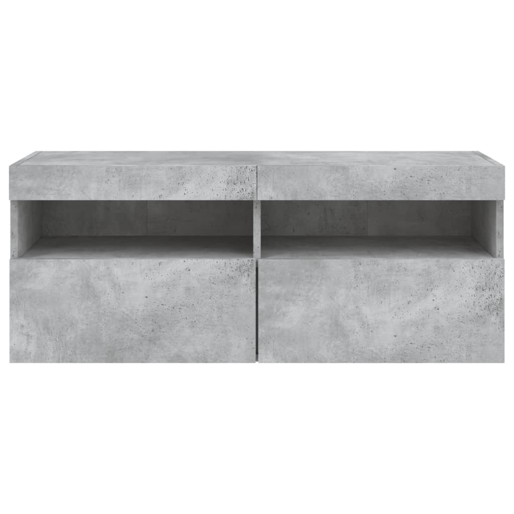 Comodă TV de perete cu lumini LED, gri beton, 100x30x40 cm GartenMobel Dekor