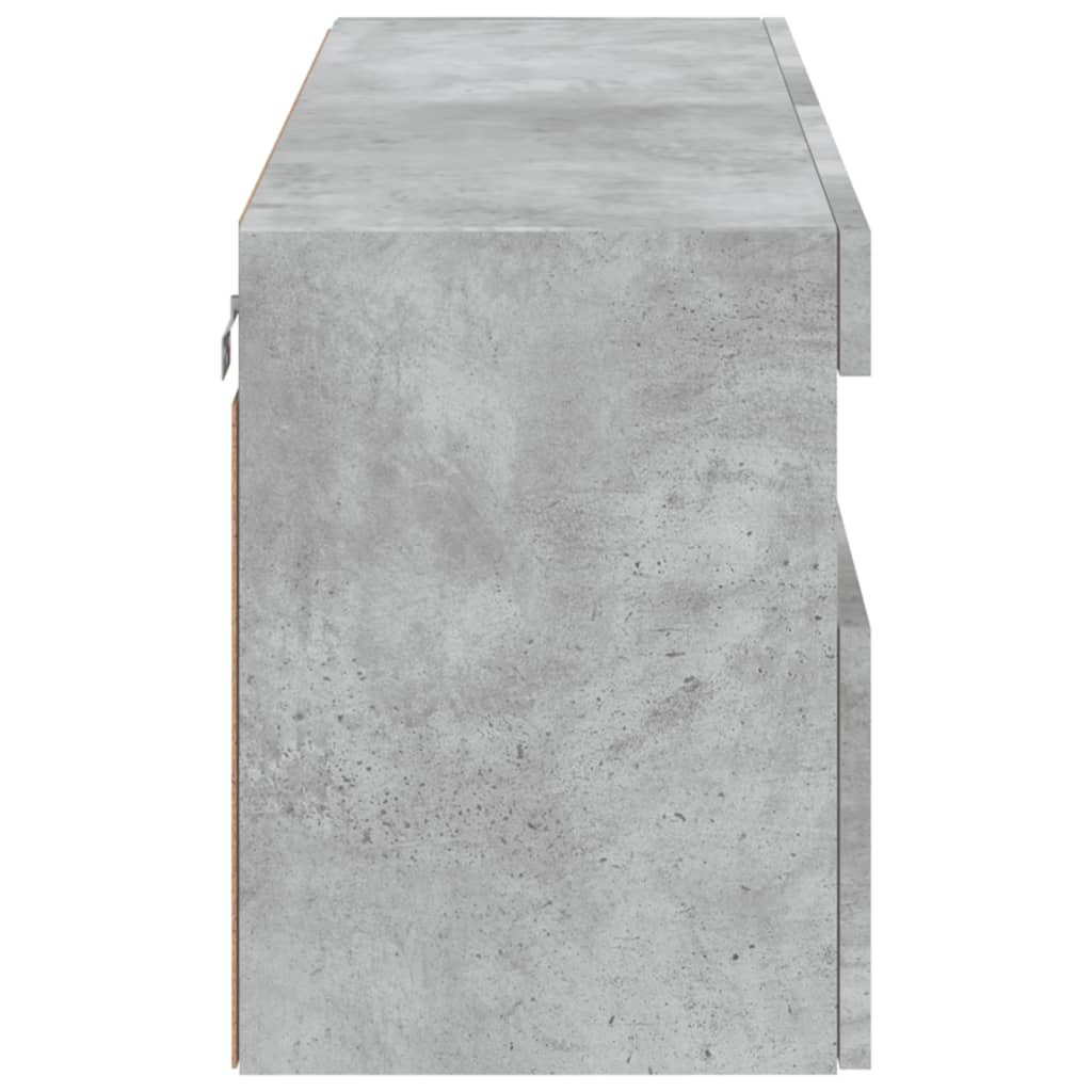 Comodă TV de perete cu lumini LED, gri beton, 100x30x40 cm GartenMobel Dekor