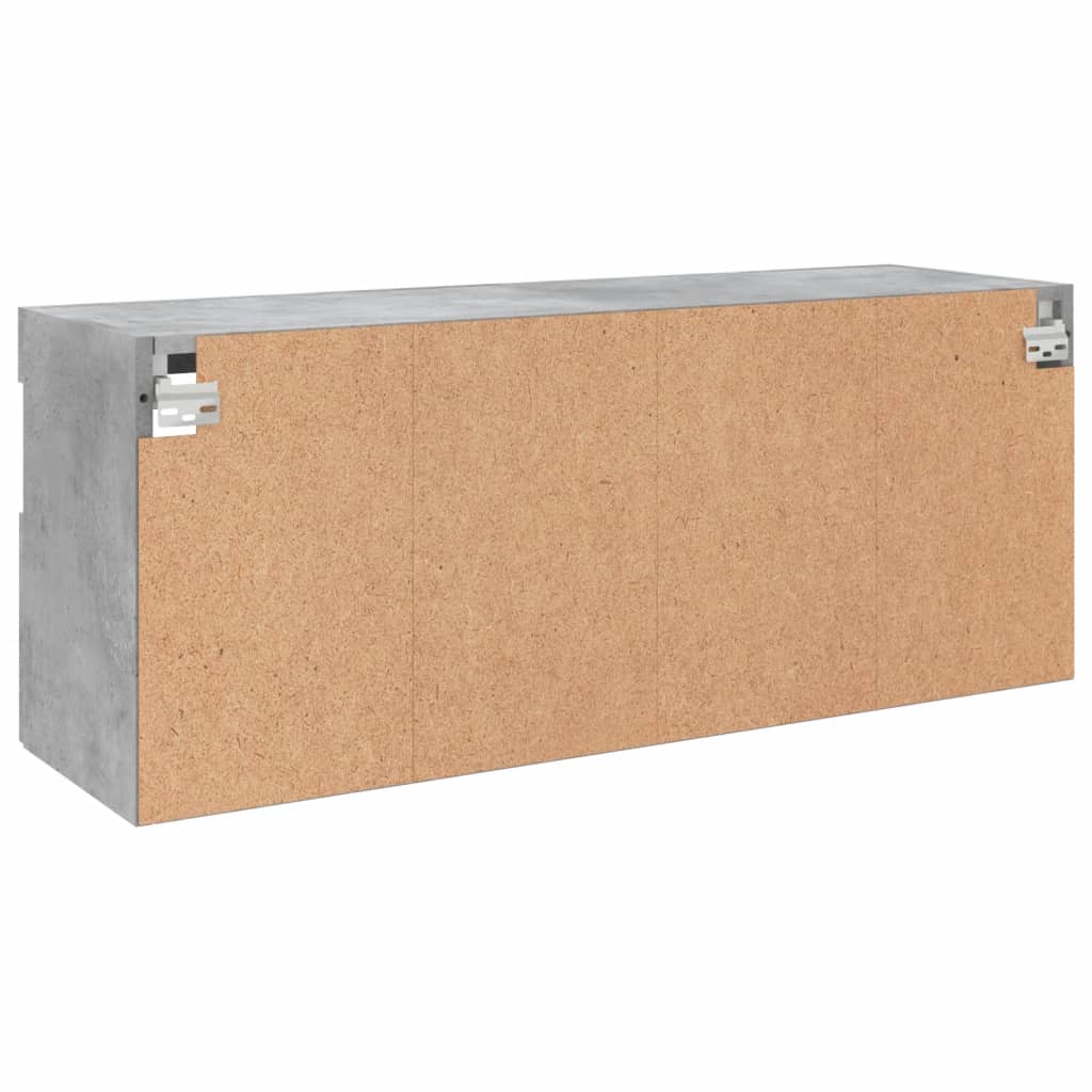 Comodă TV de perete cu lumini LED, gri beton, 100x30x40 cm GartenMobel Dekor