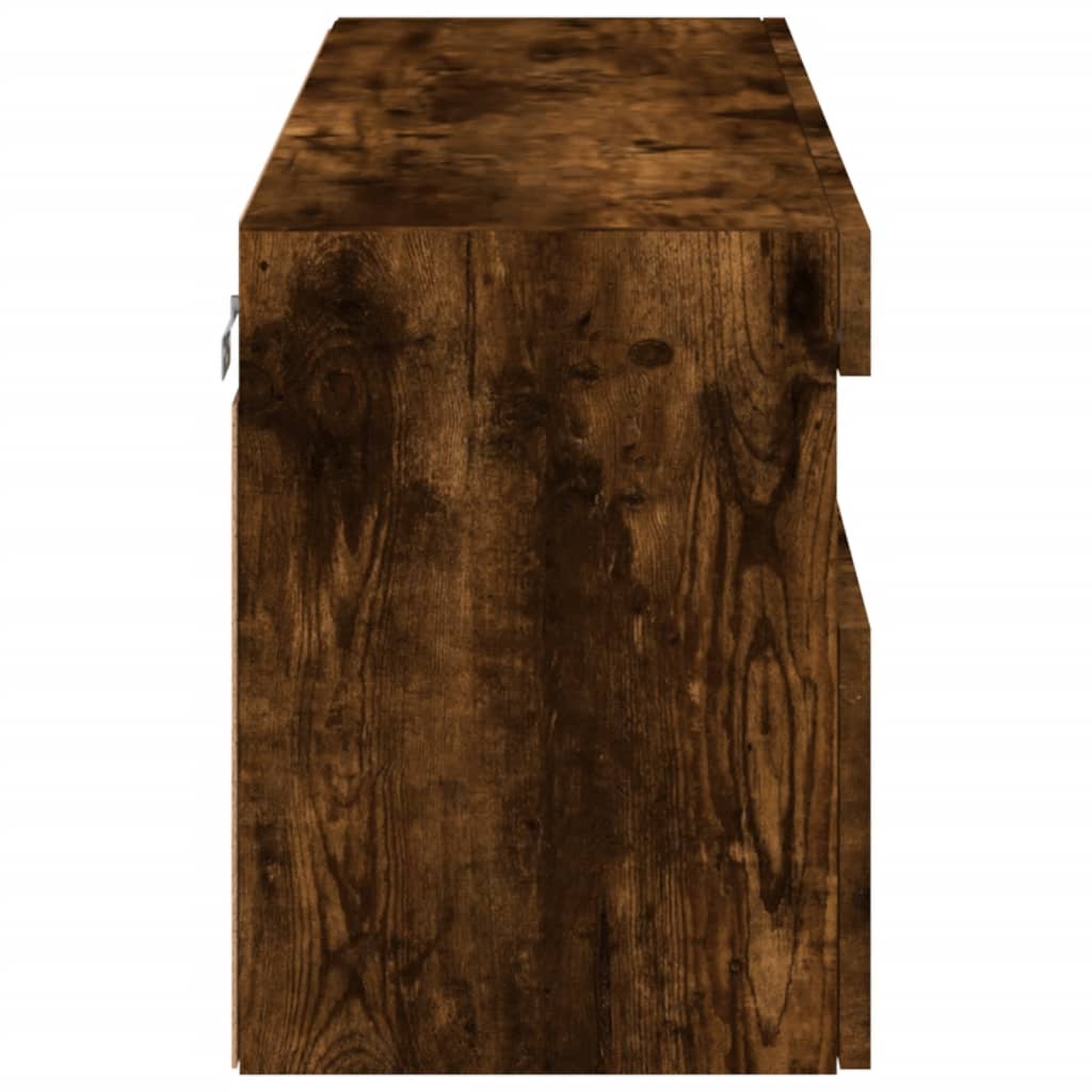 Comodă TV de perete cu lumini LED, stejar fumuriu, 100x30x40 cm GartenMobel Dekor