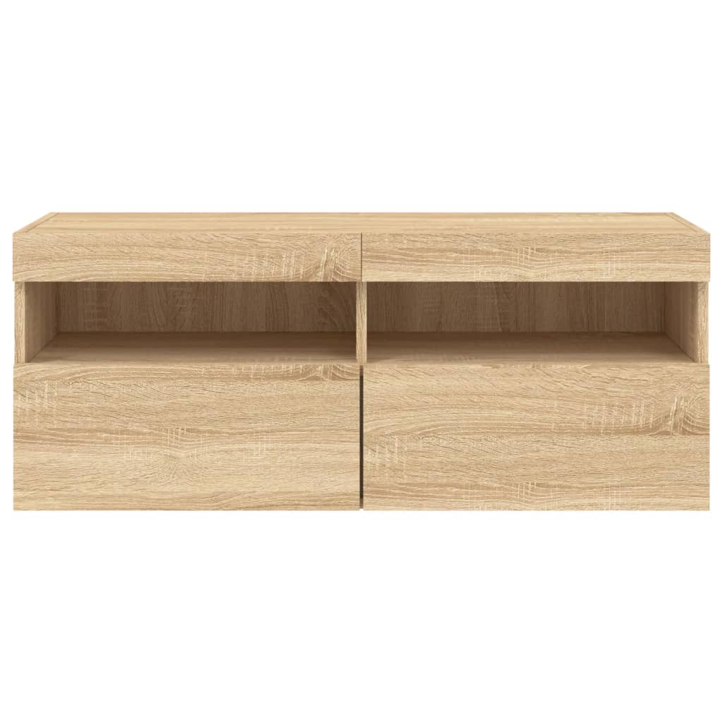 Comodă TV de perete cu lumini LED, stejar sonoma, 100x30x40 cm GartenMobel Dekor