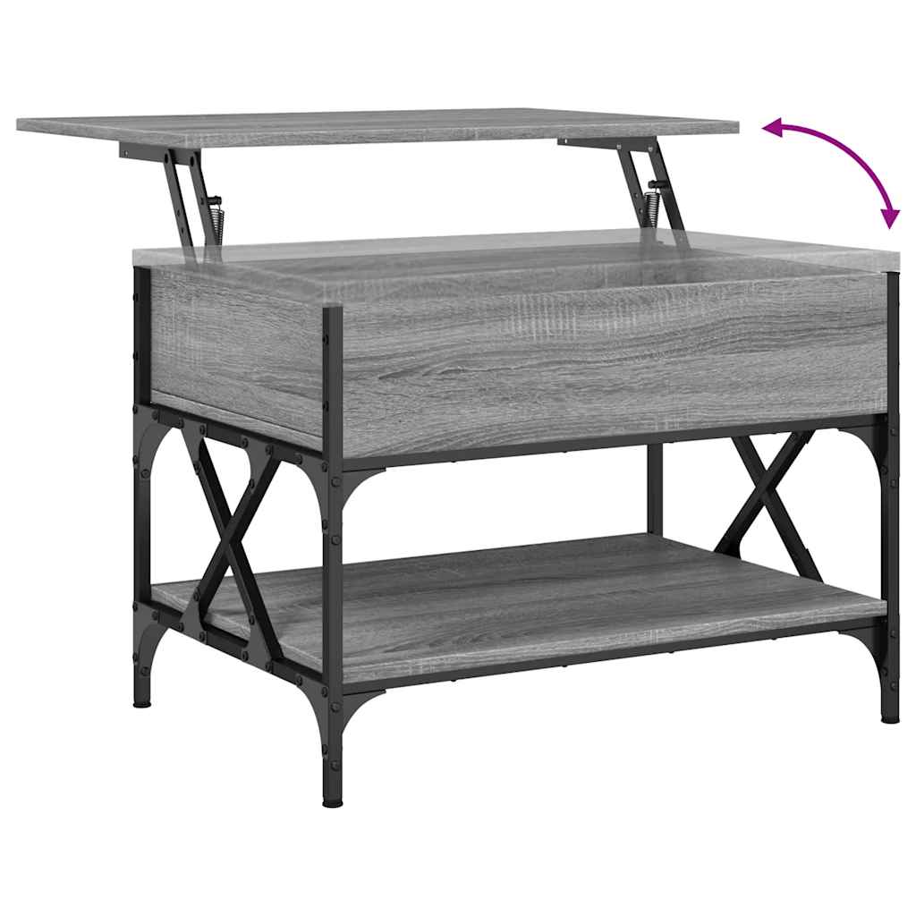 Măsuță de cafea sonoma gri 70x50x50 cm lemn prelucrat și metal GartenMobel Dekor