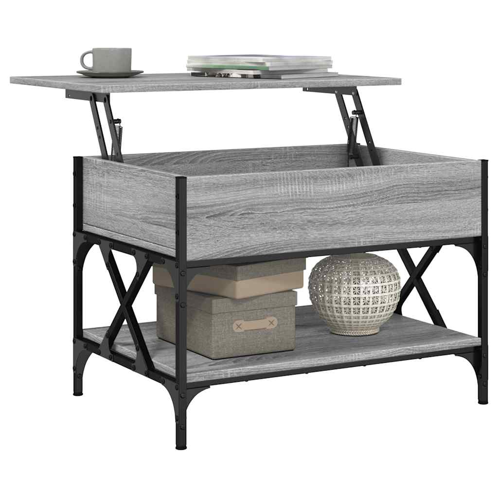 Măsuță de cafea sonoma gri 70x50x50 cm lemn prelucrat și metal GartenMobel Dekor