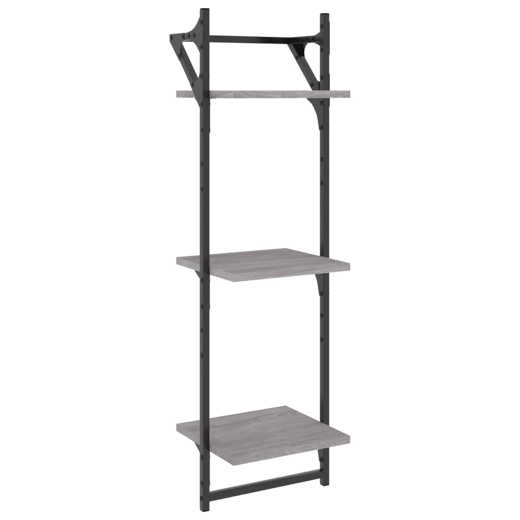 Set rafturi perete cu bare, 6 buc., gri sonoma, lemn prelucrat GartenMobel Dekor
