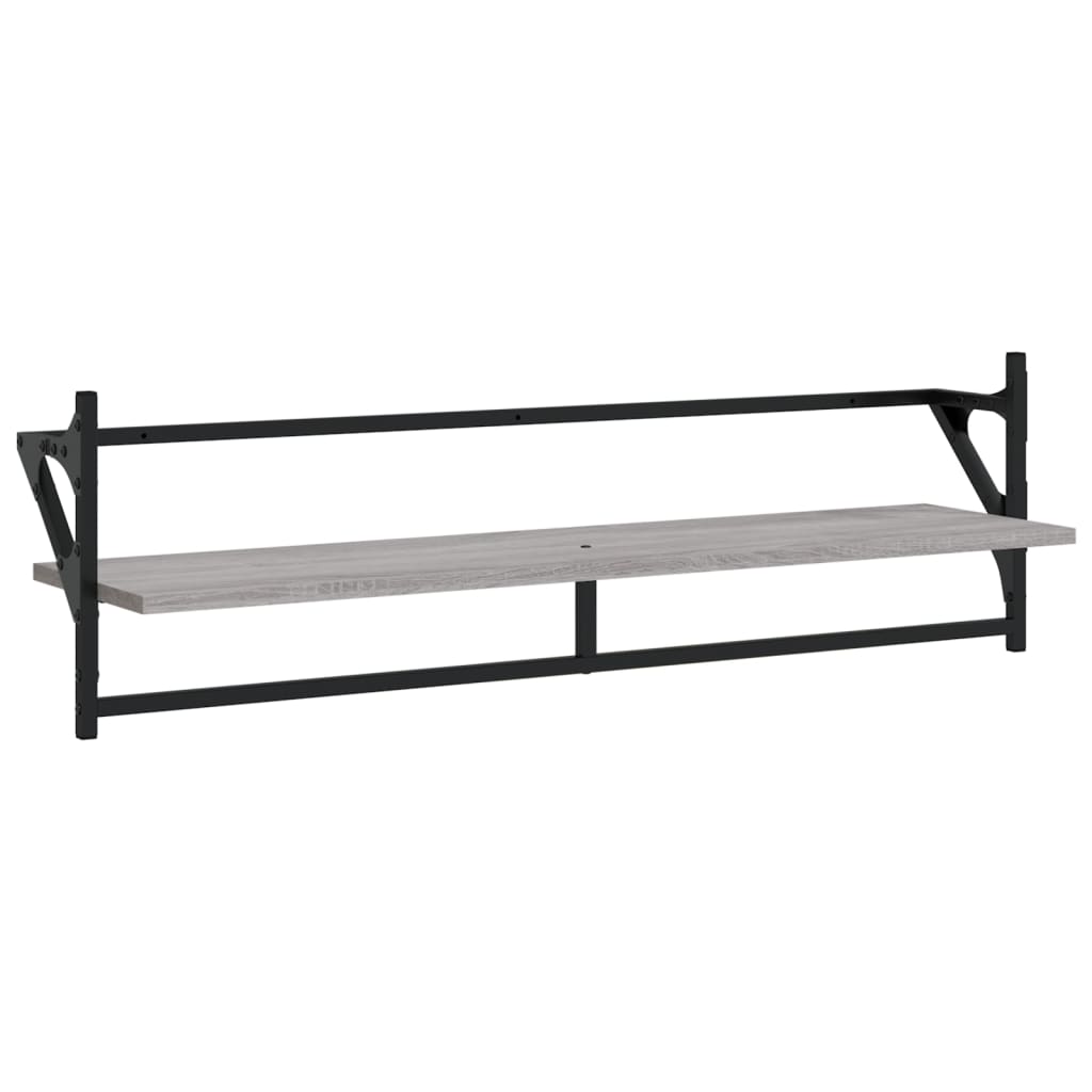 Set rafturi perete cu bare, 6 buc., gri sonoma, lemn prelucrat GartenMobel Dekor