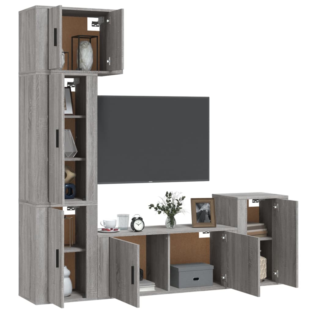 Set dulapuri TV, 5 piese, gri sonoma, lemn prelucrat GartenMobel Dekor
