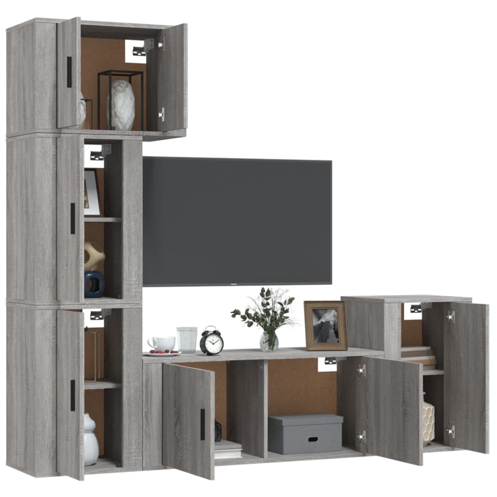 Set dulapuri TV, 5 piese, gri sonoma, lemn prelucrat GartenMobel Dekor