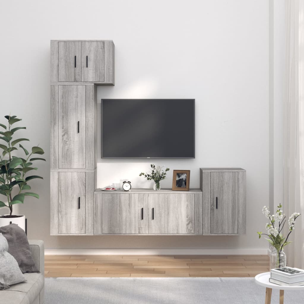 Set dulapuri TV, 5 piese, gri sonoma, lemn prelucrat GartenMobel Dekor