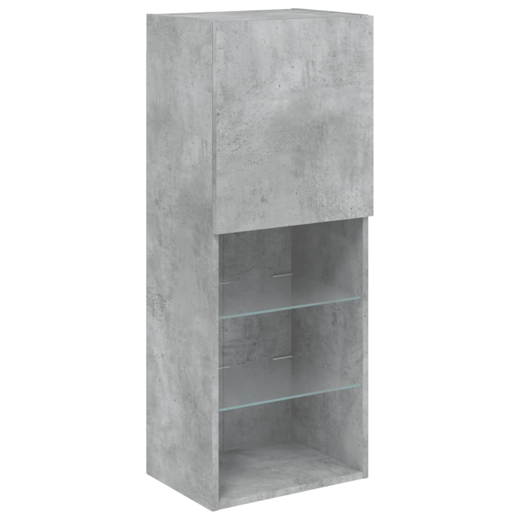 Unități TV de perete cu LED-uri 5 piese gri beton lemn compozit GartenMobel Dekor