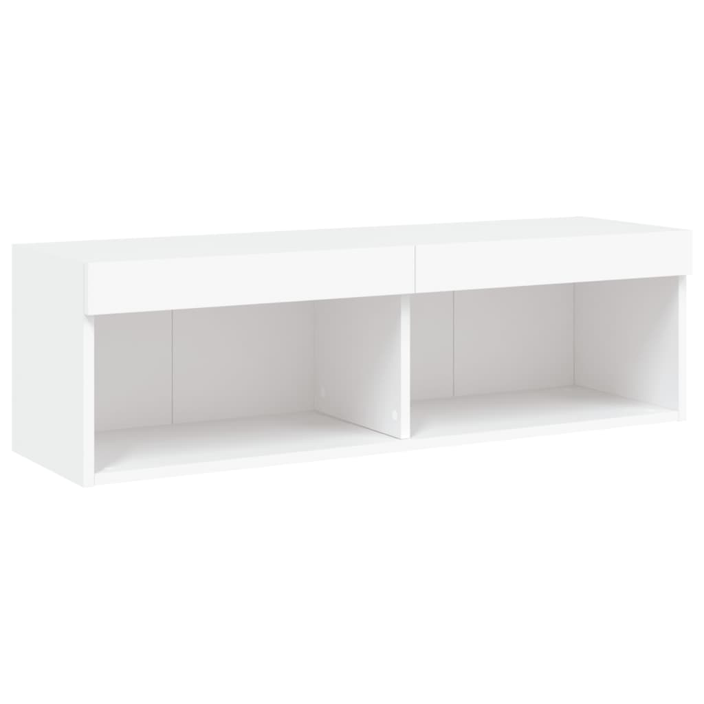 Unități de perete TV cu LED-uri, 5 piese, alb, lemn prelucrat GartenMobel Dekor