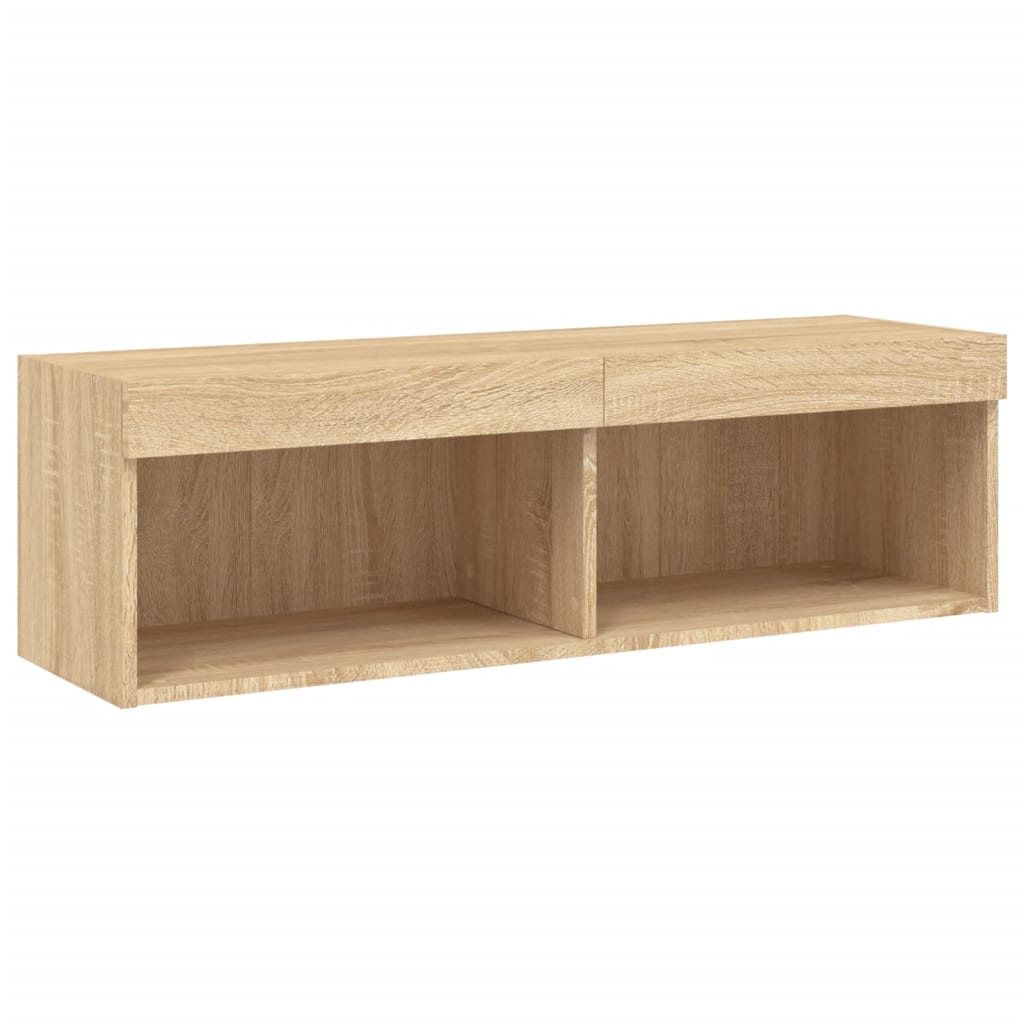 Unități de perete TV cu LED-uri, 5 piese, stejar sonoma, lemn GartenMobel Dekor