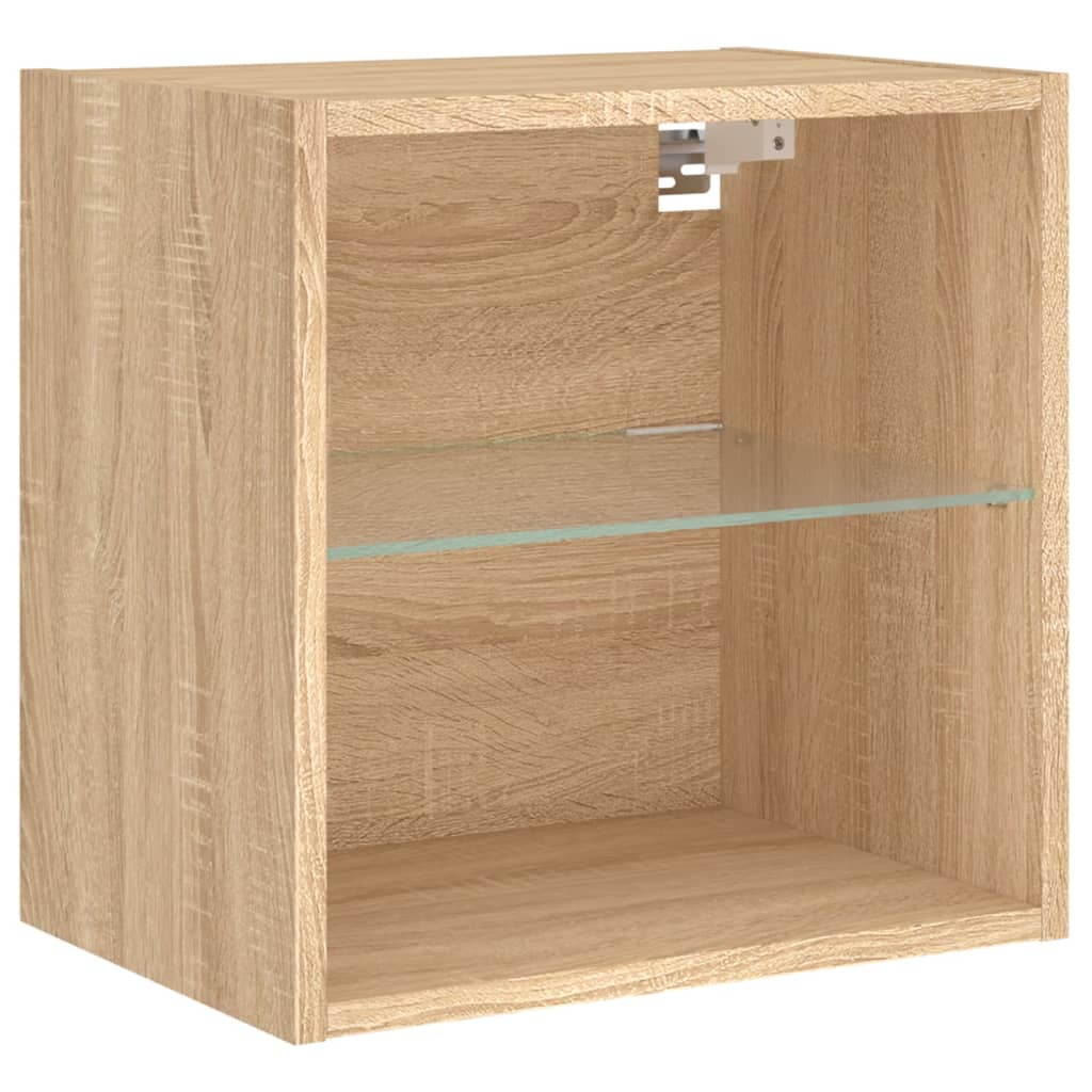Unități de perete TV cu LED-uri, 5 piese, stejar sonoma, lemn GartenMobel Dekor