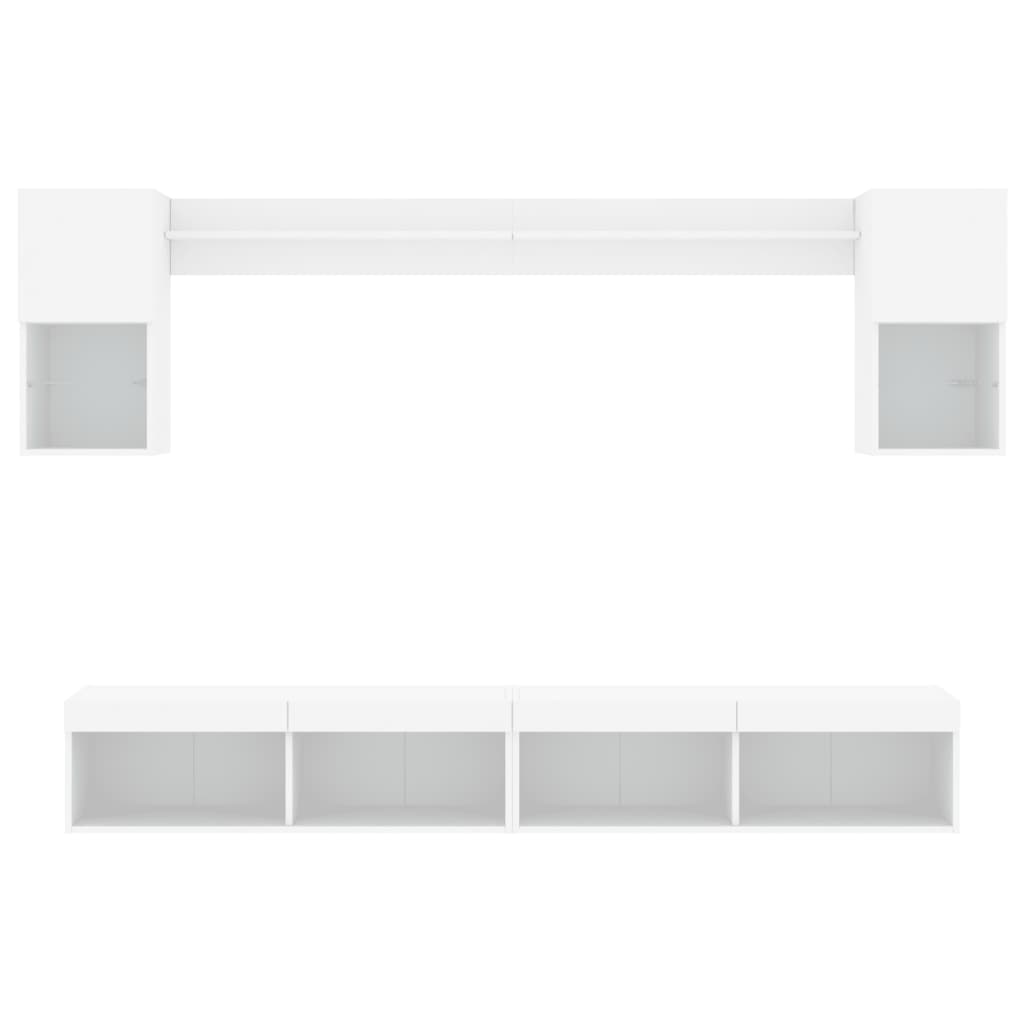 Unități de perete TV cu LED-uri, 6 piese, alb, lemn prelucrat GartenMobel Dekor