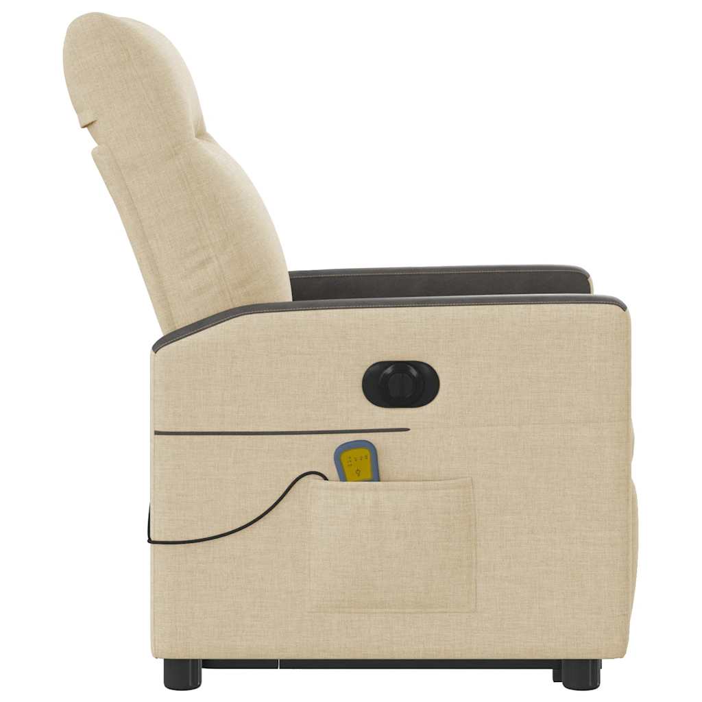 Fotoliu electric de masaj rabatabil cu ridicare, crem, textil GartenMobel Dekor