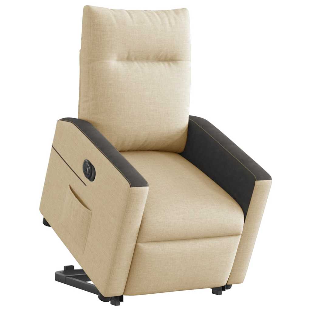 Fotoliu electric rabatabil cu ridicare, crem, textil GartenMobel Dekor