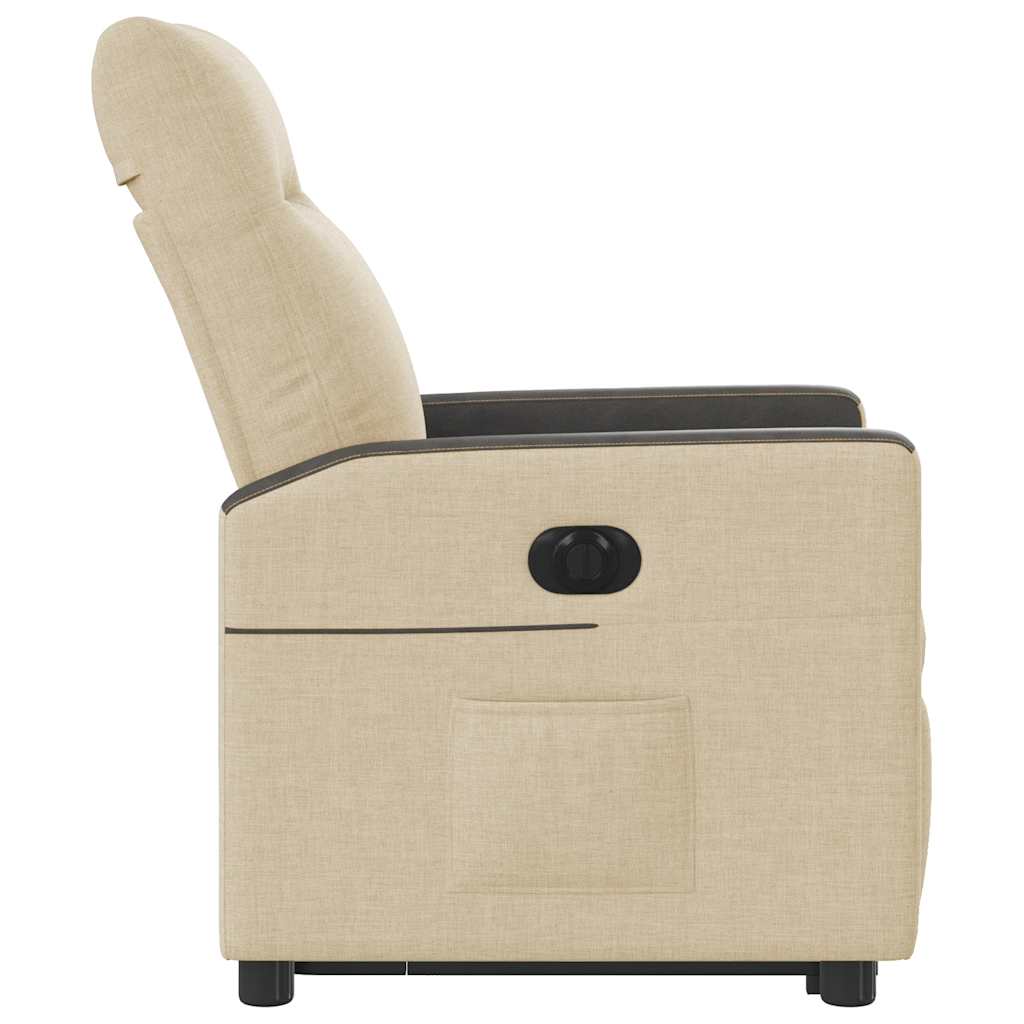 Fotoliu electric rabatabil cu ridicare, crem, textil GartenMobel Dekor