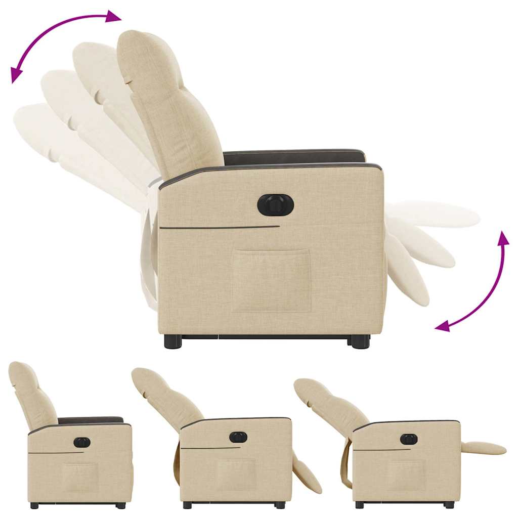 Fotoliu electric rabatabil cu ridicare, crem, textil GartenMobel Dekor
