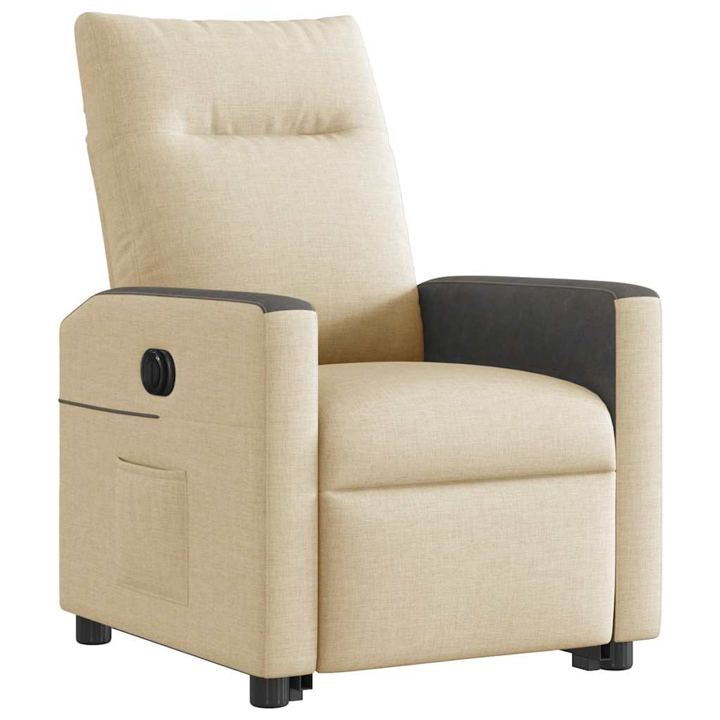 Fotoliu electric rabatabil cu ridicare, crem, textil GartenMobel Dekor