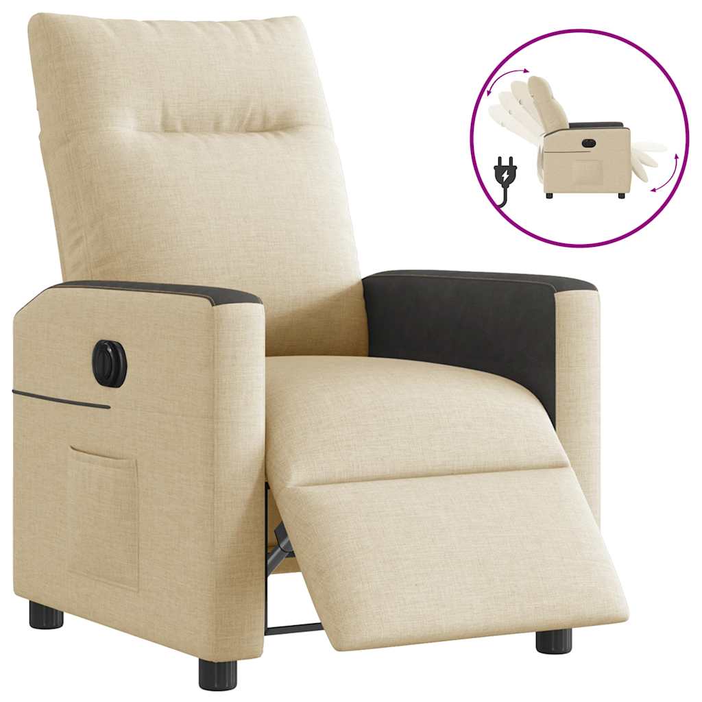 Fotoliu rabatabil electric, crem, material textil GartenMobel Dekor