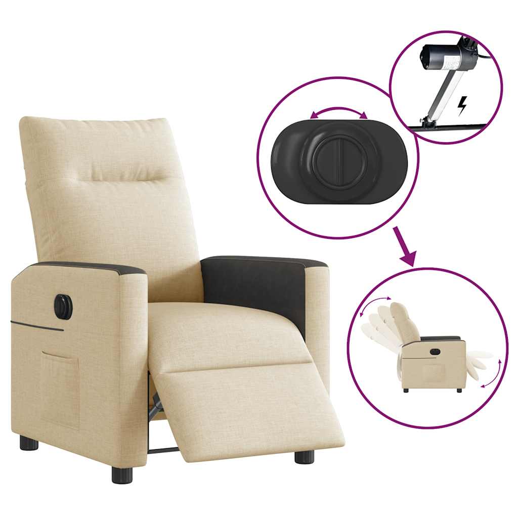 Fotoliu rabatabil electric, crem, material textil GartenMobel Dekor