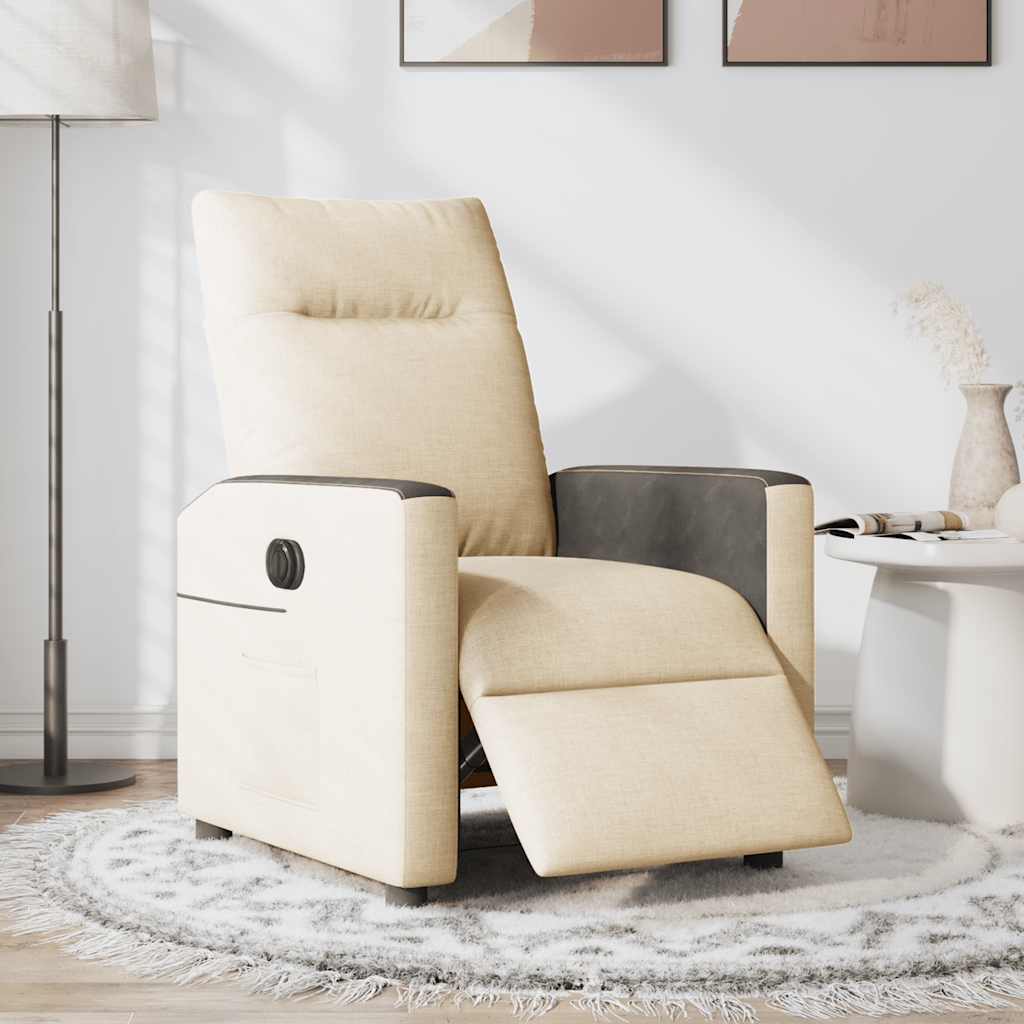 Fotoliu rabatabil electric, crem, material textil GartenMobel Dekor