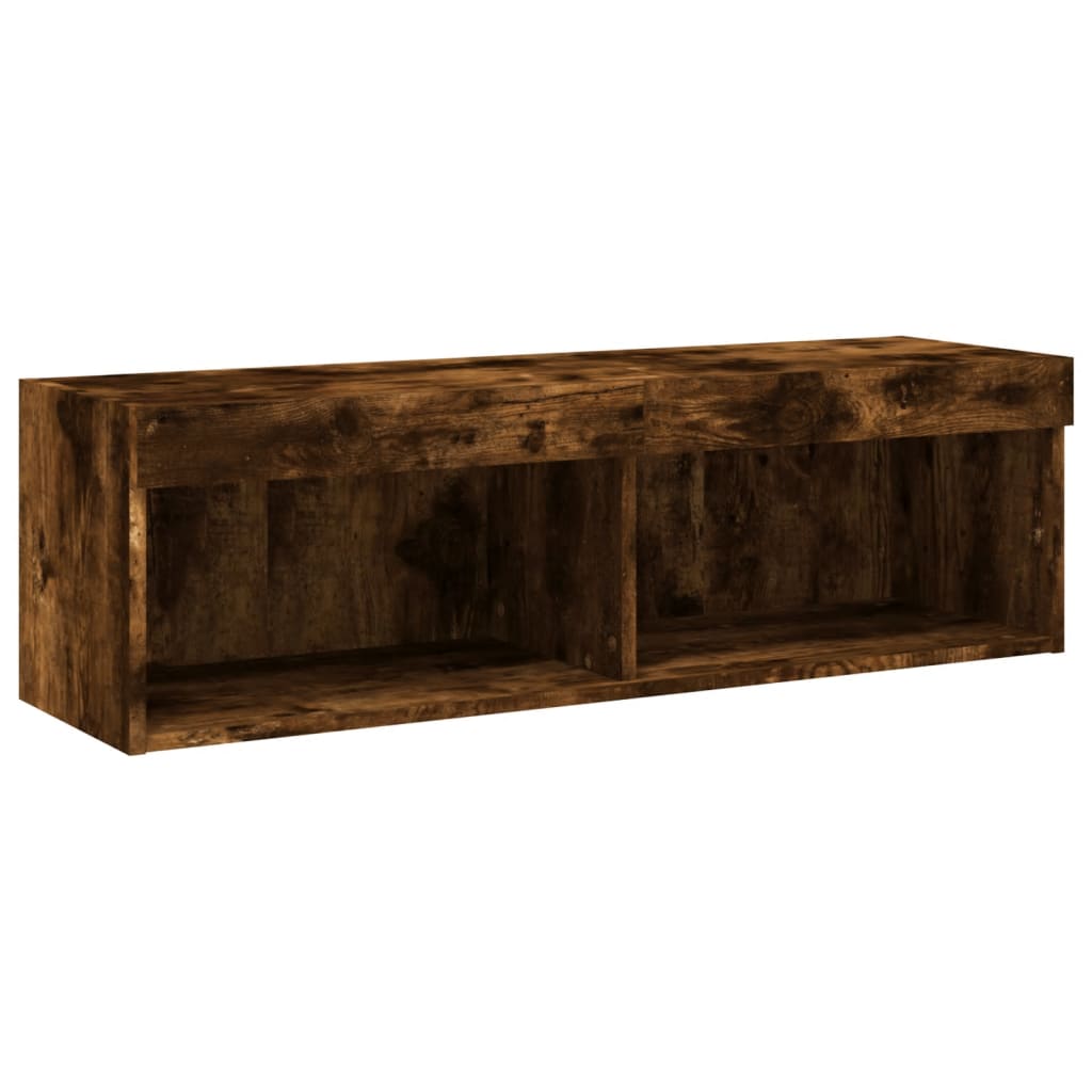 Comodă TV cu lumini LED, stejar fumuriu, 100x30x30 cm GartenMobel Dekor