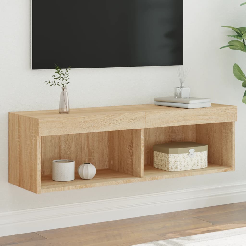 Comodă TV cu lumini LED, stejar sonoma, 100x30x30 cm GartenMobel Dekor