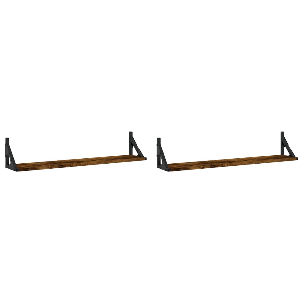 Rafturi de perete, 2 buc., stejar fumuriu, 80x15x15,5 cm, lemn GartenMobel Dekor