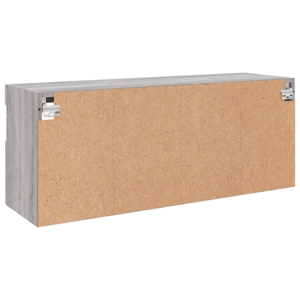Comodă TV de perete cu lumini LED, gri sonoma, 100x30x40 cm GartenMobel Dekor