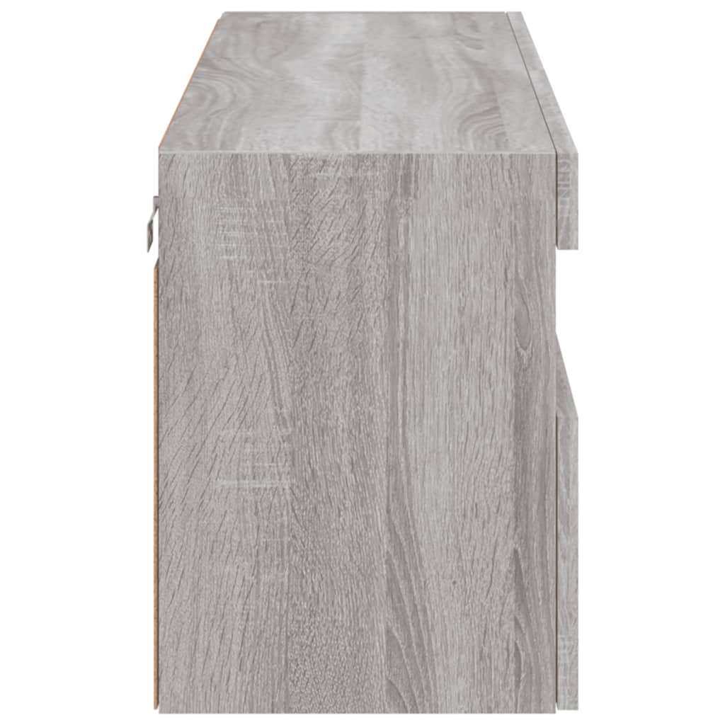 Comodă TV de perete cu lumini LED, gri sonoma, 100x30x40 cm GartenMobel Dekor