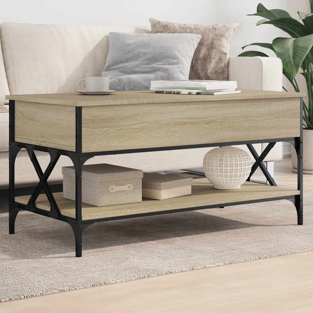 Măsuță de cafea stejar sonoma 100x50x50 cm lemn prelucrat/metal GartenMobel Dekor