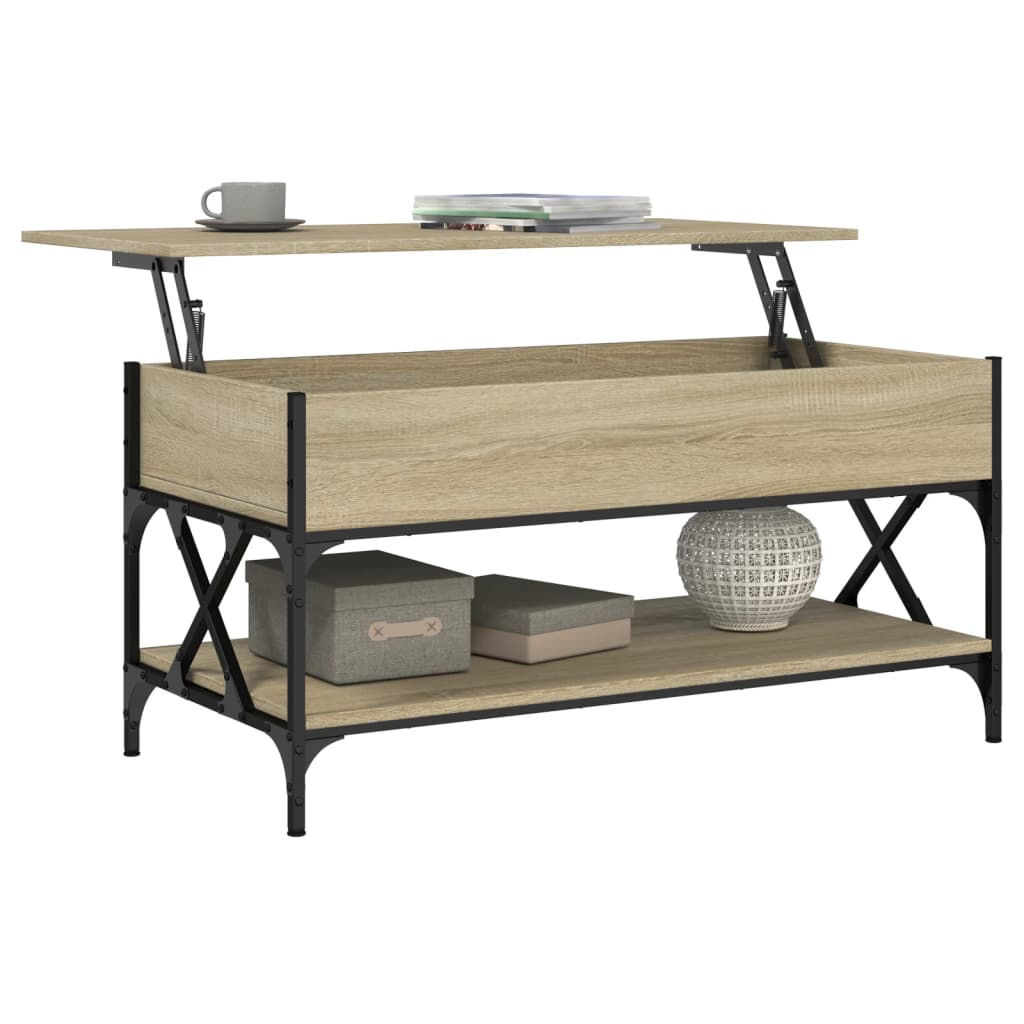Măsuță de cafea stejar sonoma 100x50x50 cm lemn prelucrat/metal GartenMobel Dekor