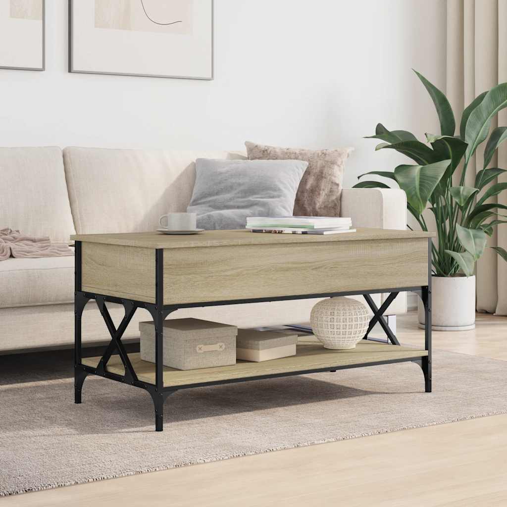 Măsuță de cafea stejar sonoma 100x50x50 cm lemn prelucrat/metal GartenMobel Dekor