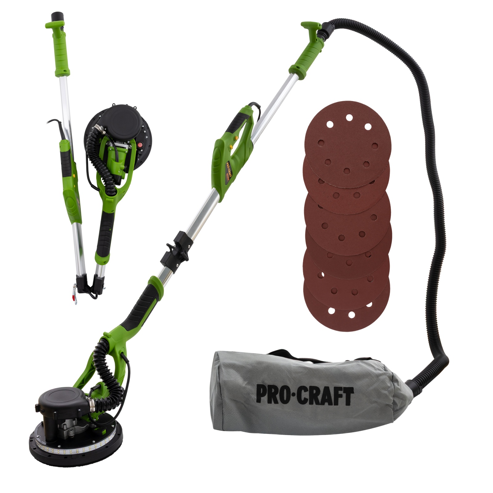 Masina de slefuit pereti girafa Procraft EX1050, 1.05 kW, 800-1750 rotatii, LED, 225 mm, sac colectare Innovative ReliableTools