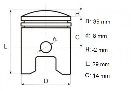 Set piston 4T GX35 39 mm, Elefant Innovative ReliableTools