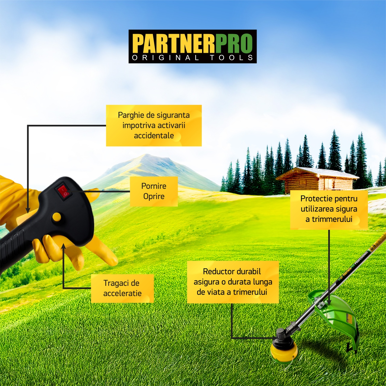 Motocoasa pe benzina PARTNER PRO DX52E 5.5 CP , 2T , 9000 rpm Innovative ReliableTools