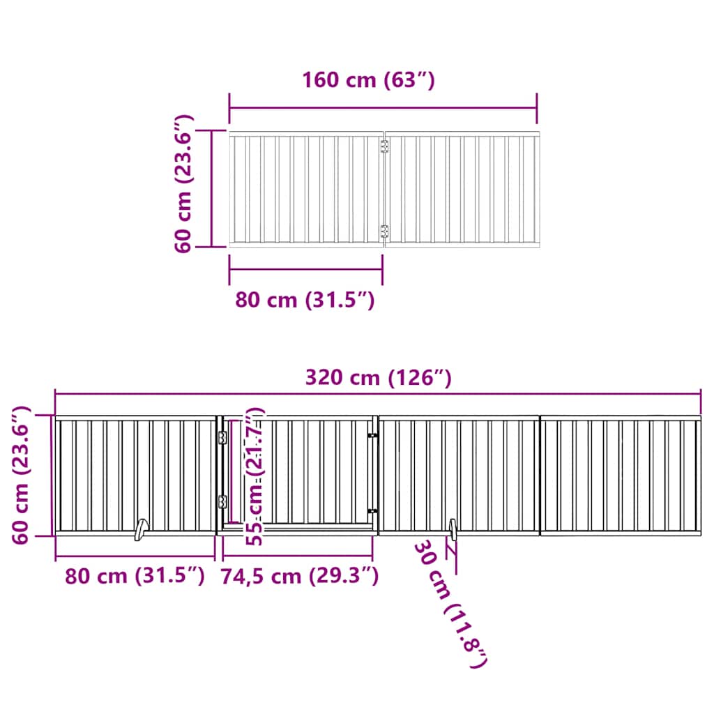 Poartă de câini pliabilă cu ușă, 10 panouri, 800 cm, lemn plop GartenMobel Dekor