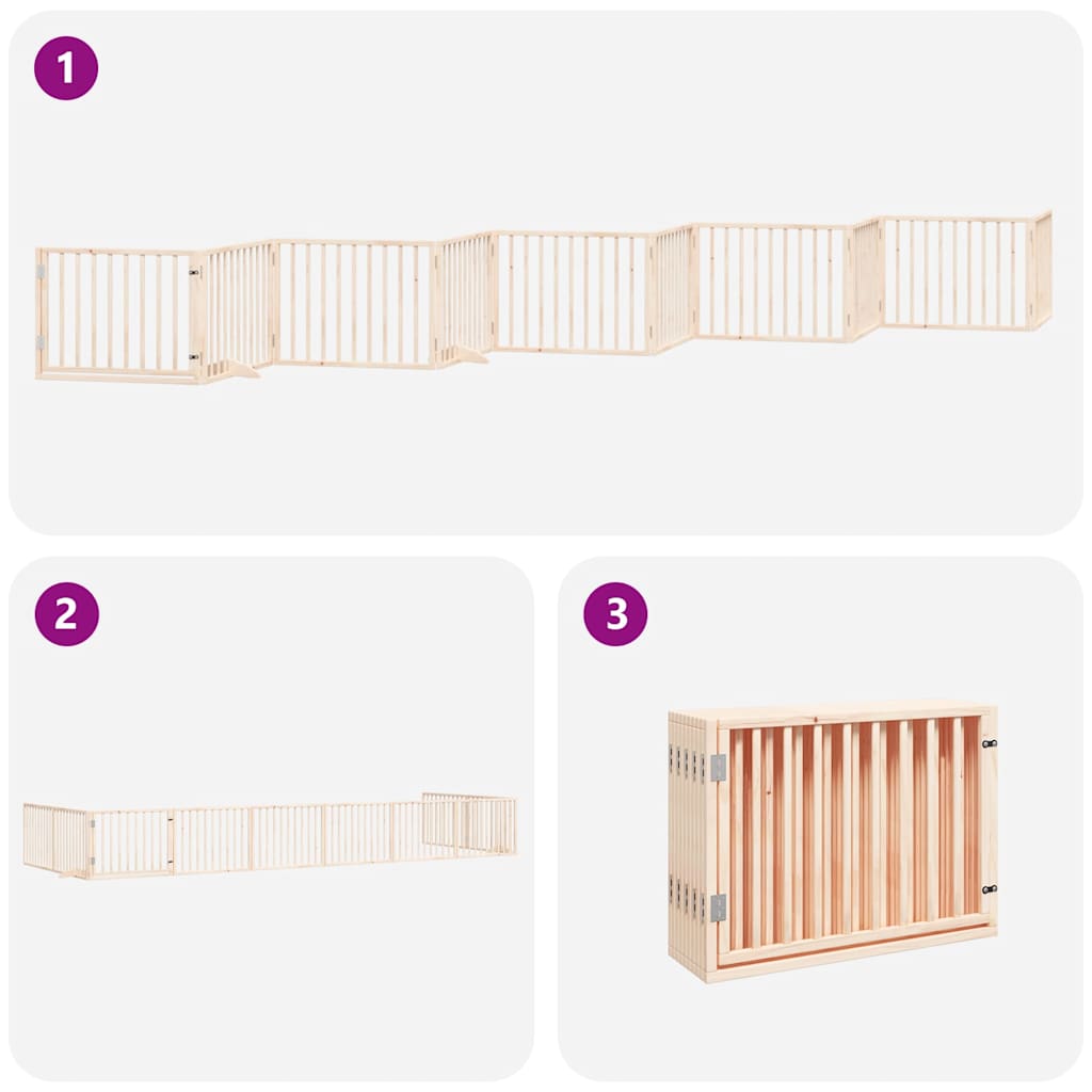 Poartă de câini pliabilă cu ușă, 10 panouri, 800 cm, lemn plop GartenMobel Dekor