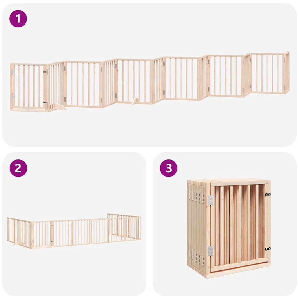 Poartă de câini pliabilă cu ușă, 12 panouri, 600 cm, lemn plop GartenMobel Dekor