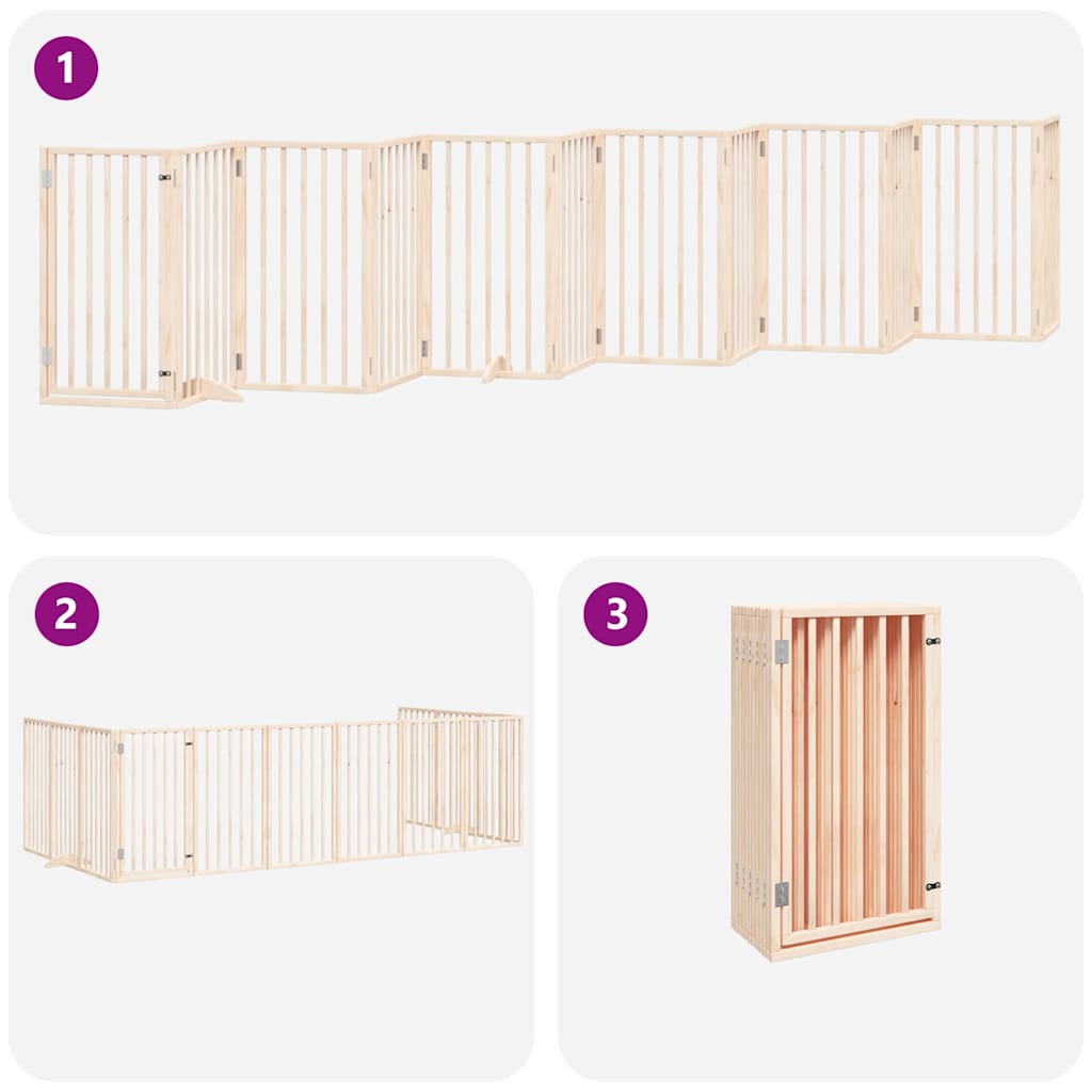 Poartă de câini pliabilă cu ușă, 12 panouri, 600 cm, lemn plop GartenMobel Dekor