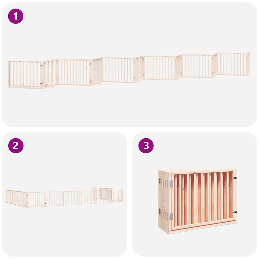 Poartă de câini pliabilă cu ușă, 12 panouri, 960 cm, lemn plop GartenMobel Dekor