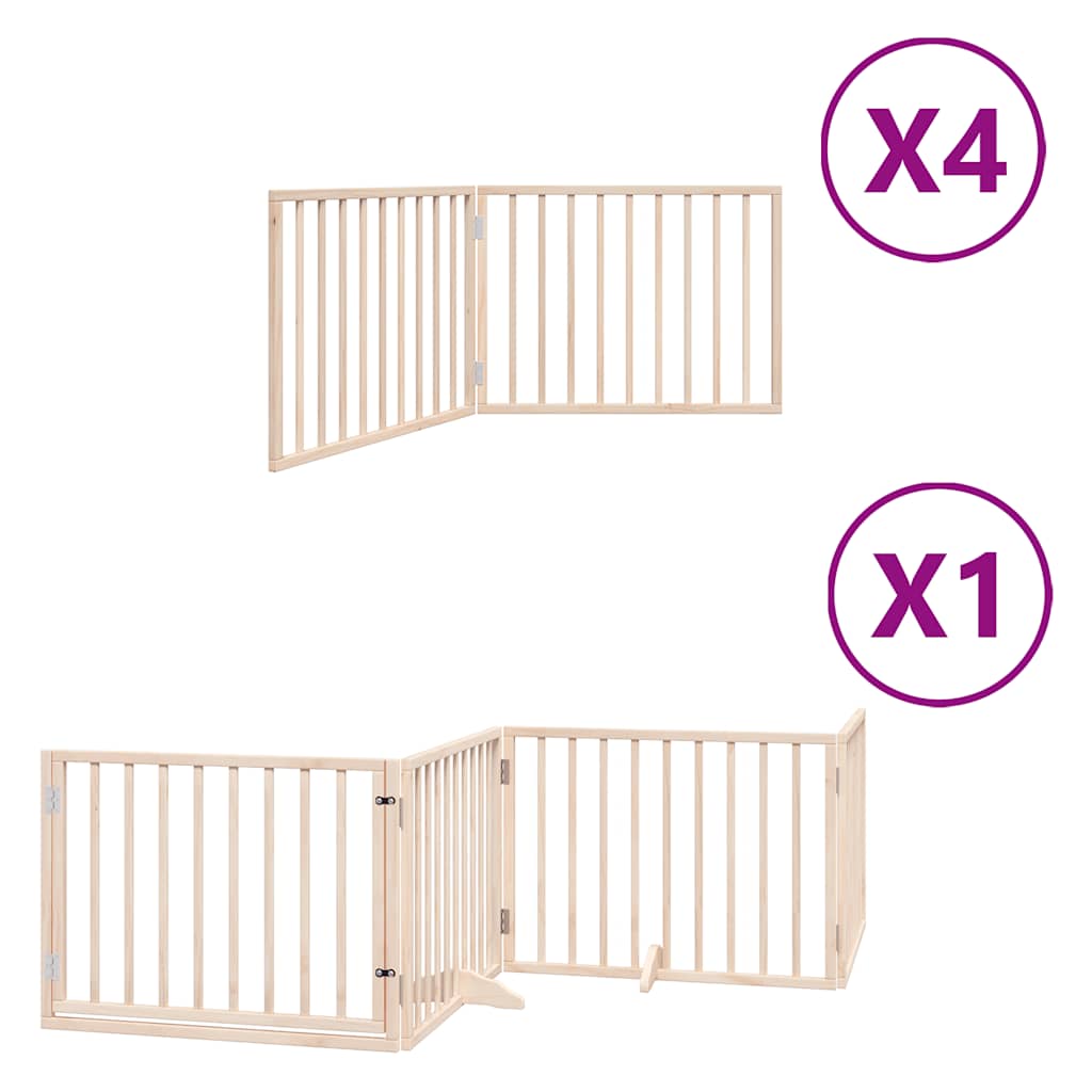 Poartă de câini pliabilă cu ușă, 12 panouri, 960 cm, lemn plop GartenMobel Dekor