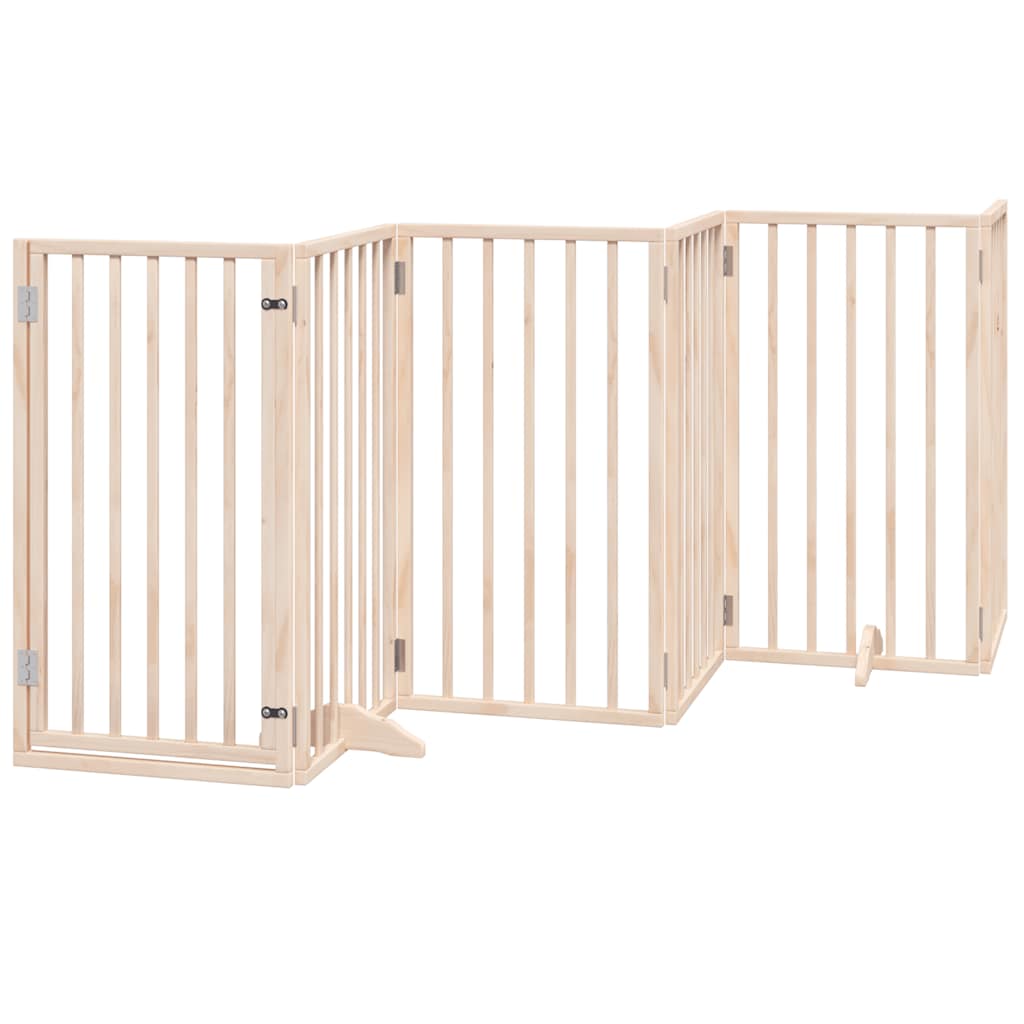 Poartă de câini pliabilă cu ușă, 15 panouri, 750 cm, lemn plop GartenMobel Dekor