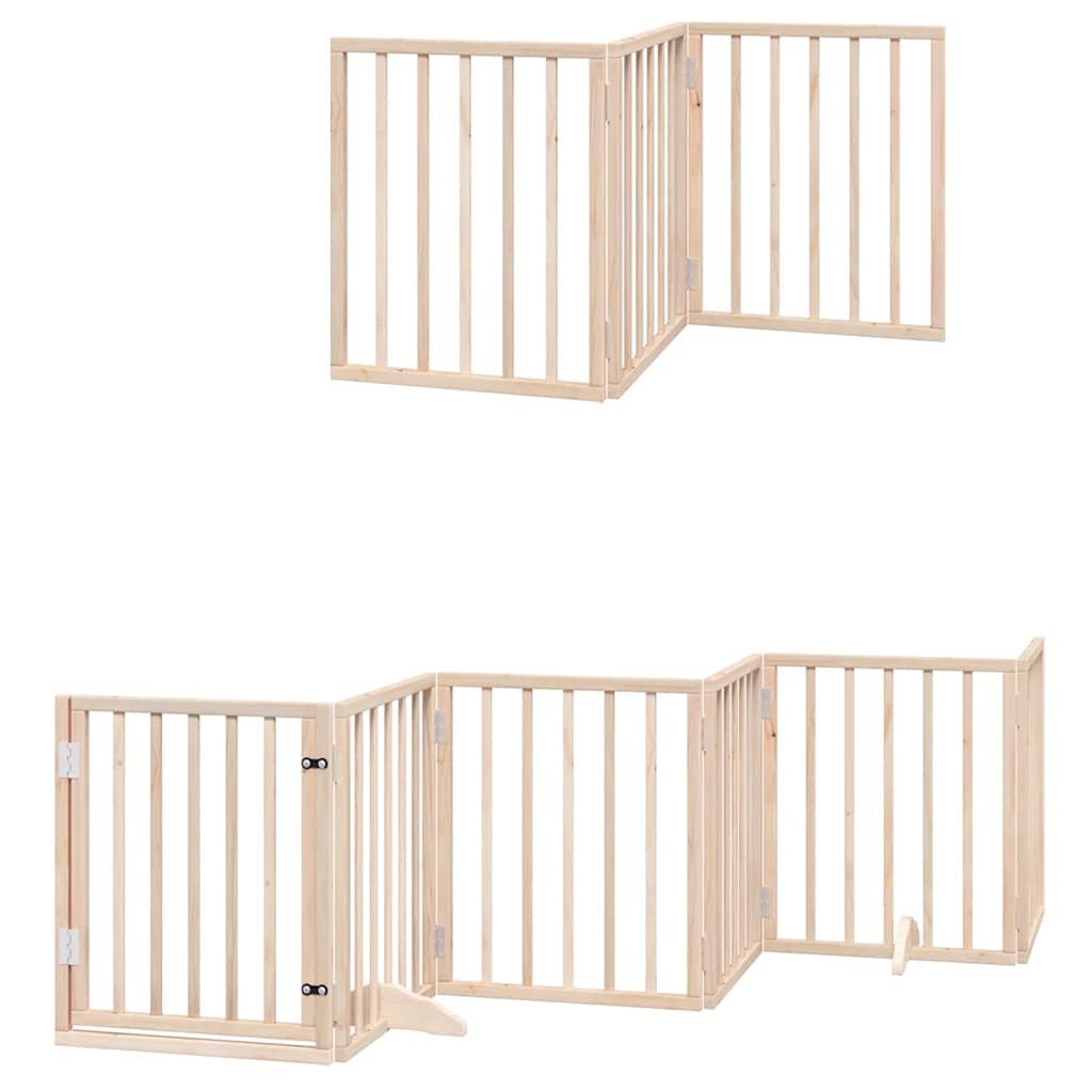 Poartă de câini pliabilă cu ușă, 15 panouri, 750 cm, lemn plop GartenMobel Dekor