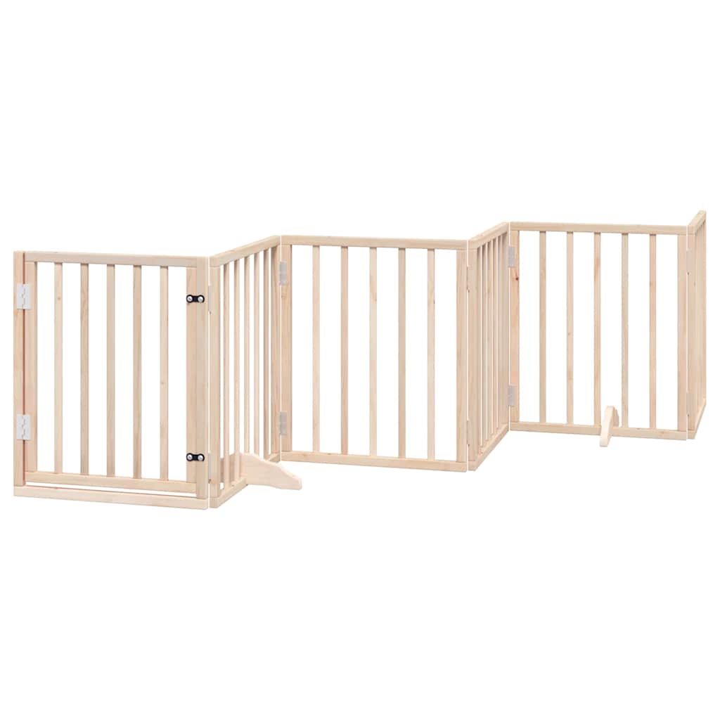 Poartă de câini pliabilă cu ușă, 15 panouri, 750 cm, lemn plop GartenMobel Dekor