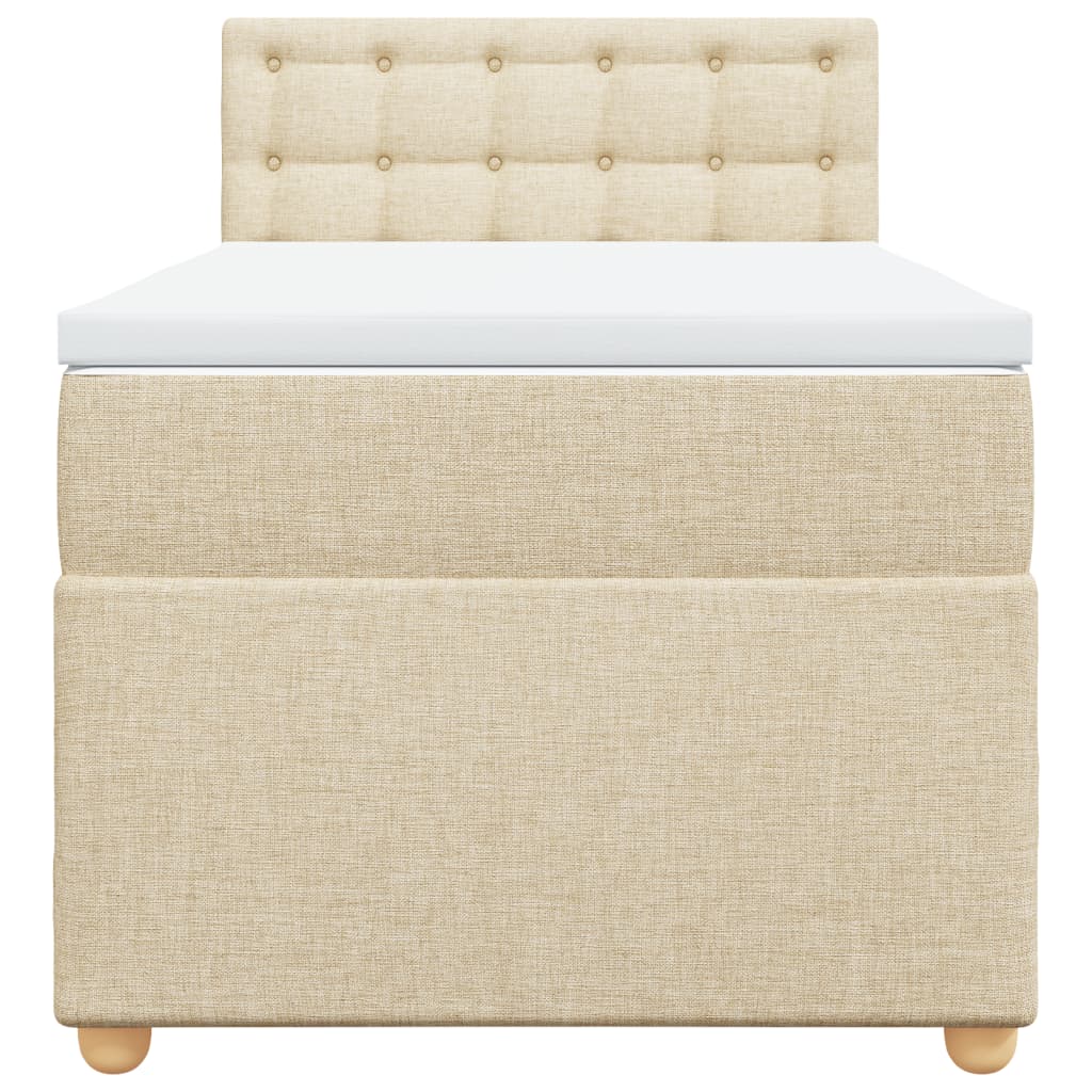 Pat box spring cu saltea, crem, 100x200 cm, textil GartenMobel Dekor