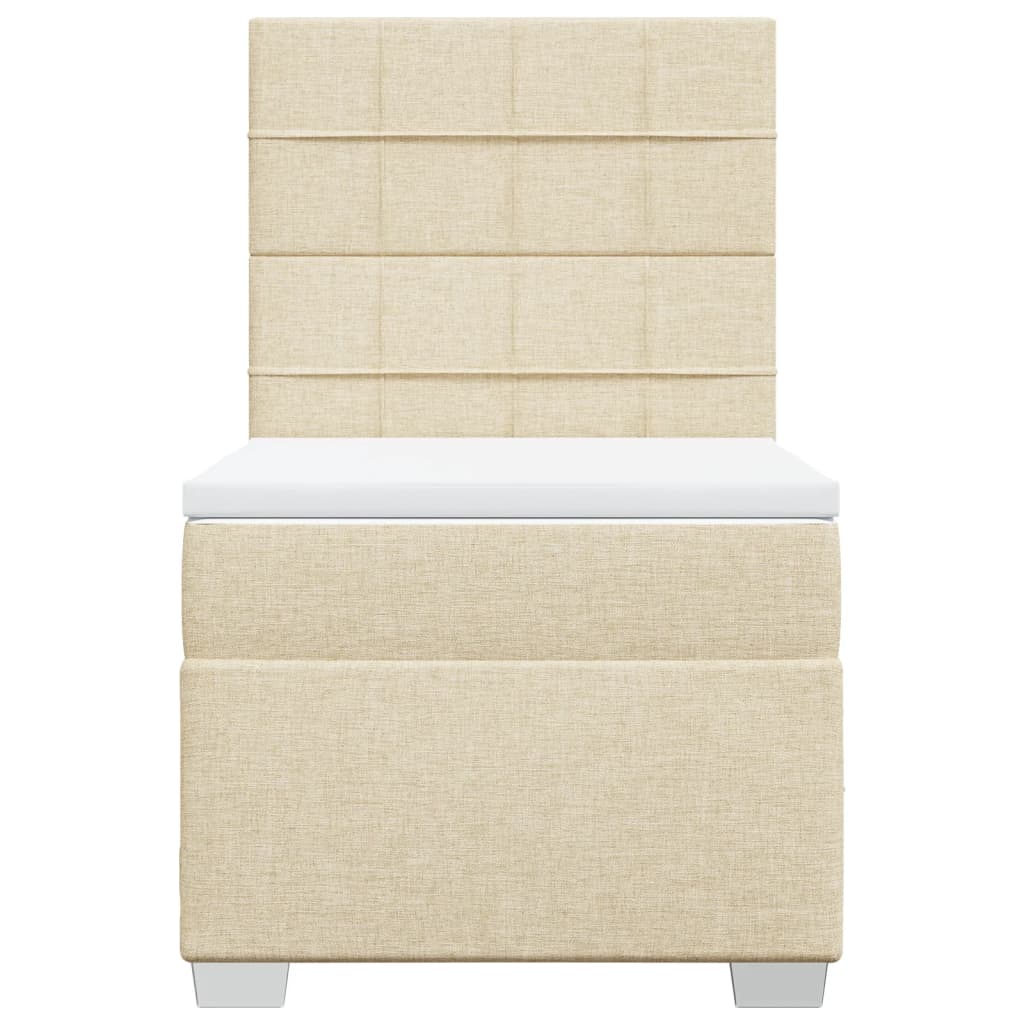 Pat box spring cu saltea, crem, 90x190 cm, textil GartenMobel Dekor