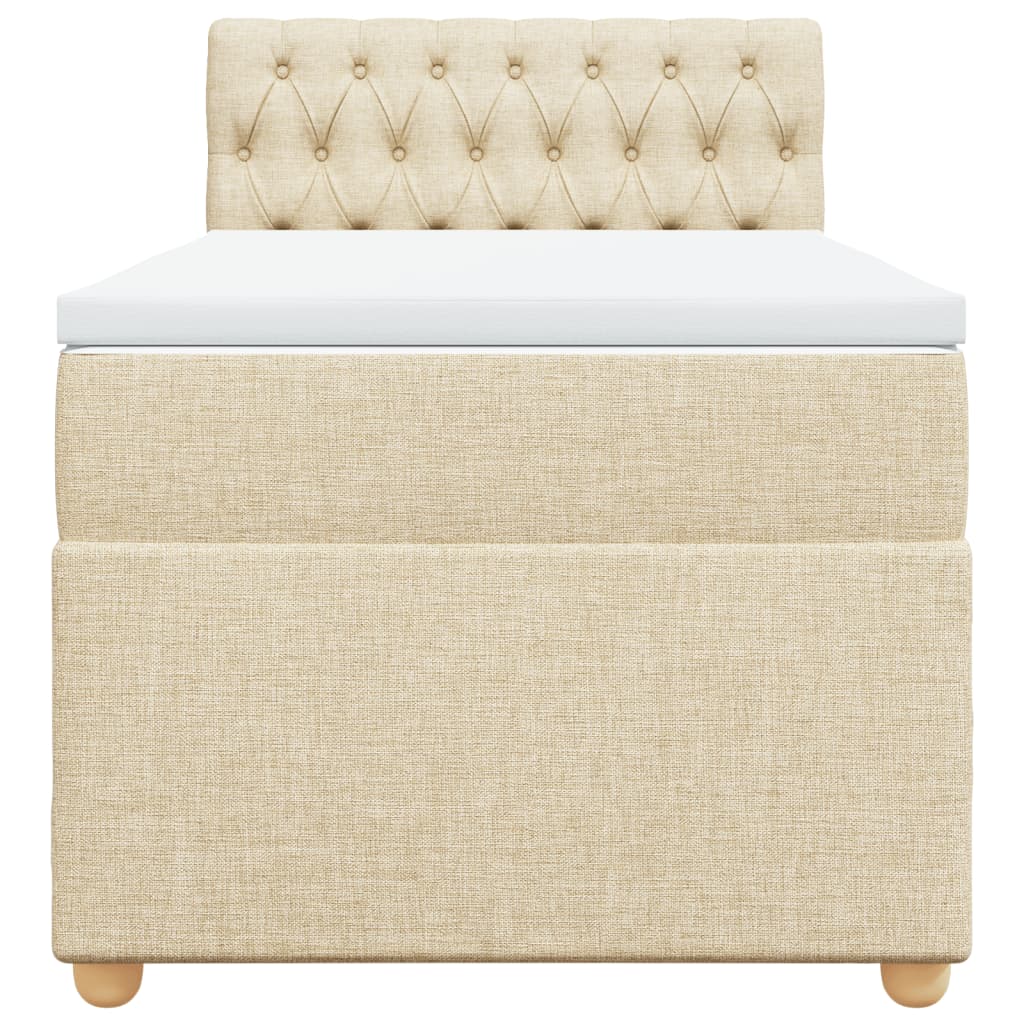 Pat box spring cu saltea, crem, 90x200 cm, textil GartenMobel Dekor