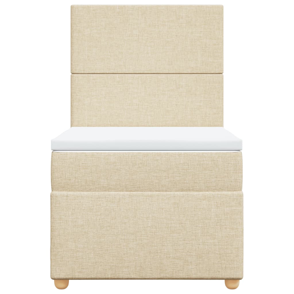 Pat box spring cu saltea, crem, 90x200 cm, textil GartenMobel Dekor