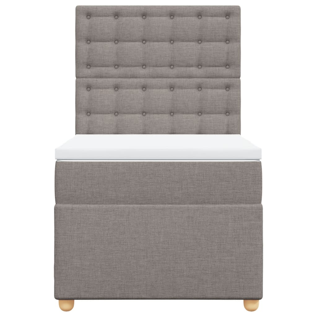 Pat box spring cu saltea, gri taupe, 80x200 cm, textil GartenMobel Dekor